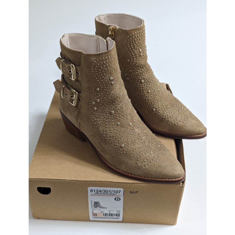 ZARA Suede Studded Ankle Boots With Buckles Women's Size 5 - Picture 3 of 16